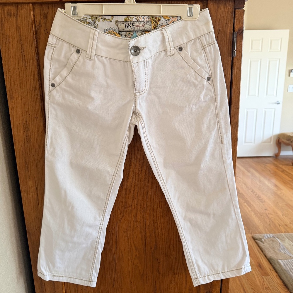 BKE casuals cropped low-rise Erika pants white 25